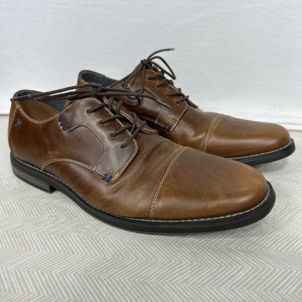Original Penguin by Munsingwear Dress Shoes Mens 12 Westley Oxford Brown Leather